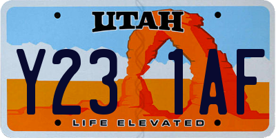 UT license plate Y231AF