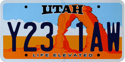 UT license plate Y231AW