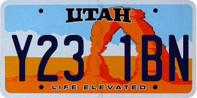 UT license plate Y231BN