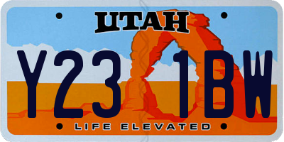 UT license plate Y231BW