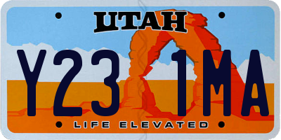 UT license plate Y231MA