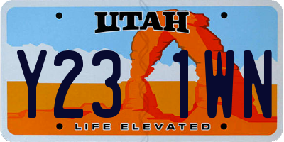 UT license plate Y231WN