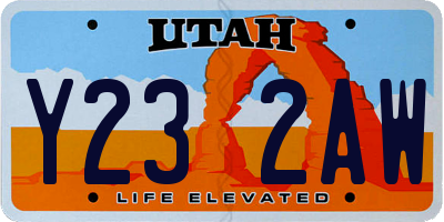 UT license plate Y232AW