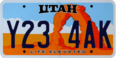 UT license plate Y234AK