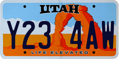UT license plate Y234AW