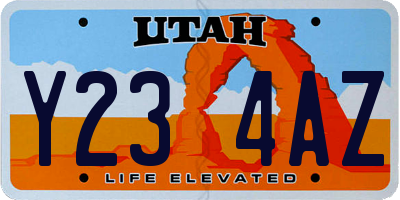 UT license plate Y234AZ