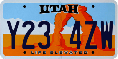 UT license plate Y234ZW