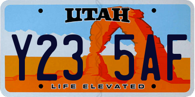 UT license plate Y235AF