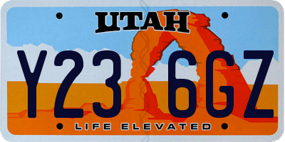 UT license plate Y236GZ