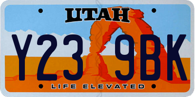 UT license plate Y239BK