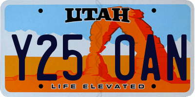 UT license plate Y250AN