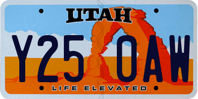 UT license plate Y250AW