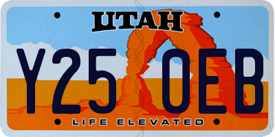 UT license plate Y250EB