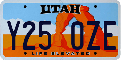 UT license plate Y250ZE