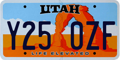 UT license plate Y250ZF