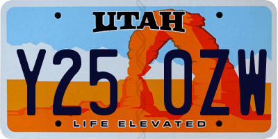 UT license plate Y250ZW