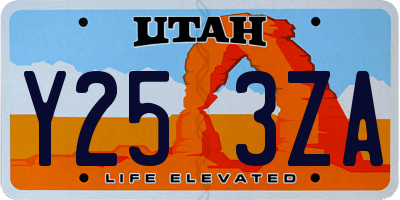 UT license plate Y253ZA