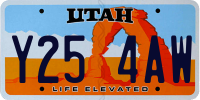 UT license plate Y254AW