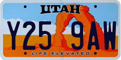 UT license plate Y259AW