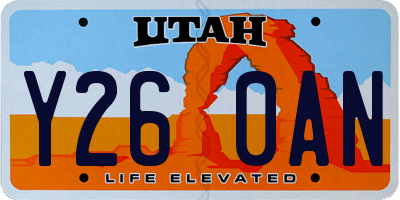 UT license plate Y260AN