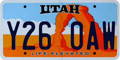 UT license plate Y260AW