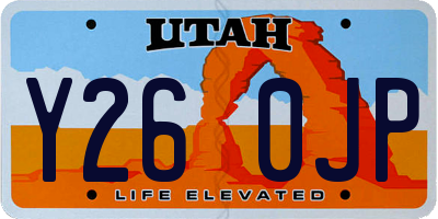 UT license plate Y260JP