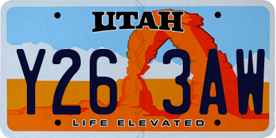 UT license plate Y263AW