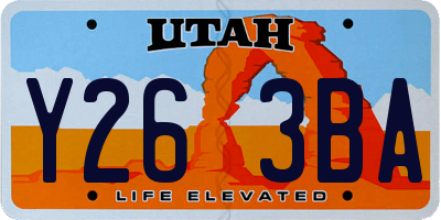 UT license plate Y263BA