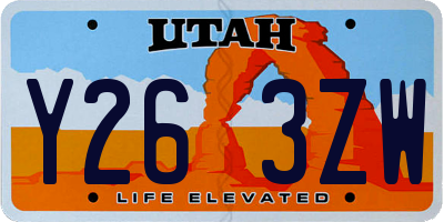 UT license plate Y263ZW