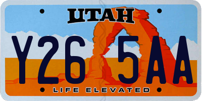 UT license plate Y265AA