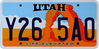 UT license plate Y265AO