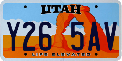 UT license plate Y265AV