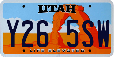 UT license plate Y265SW