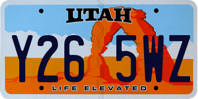 UT license plate Y265WZ