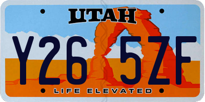 UT license plate Y265ZF