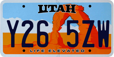 UT license plate Y265ZW