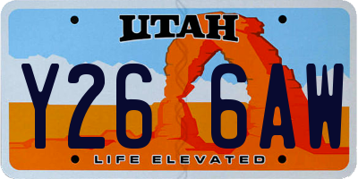UT license plate Y266AW