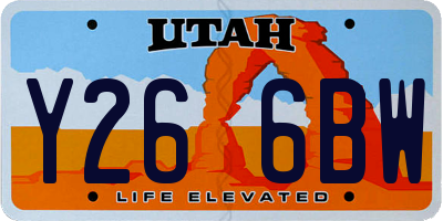 UT license plate Y266BW