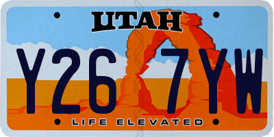 UT license plate Y267YW