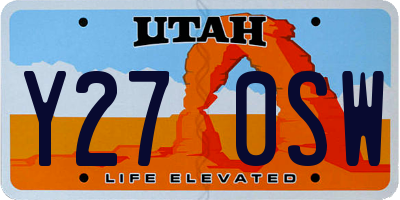 UT license plate Y270SW