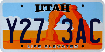 UT license plate Y273AC