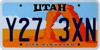 UT license plate Y273XN