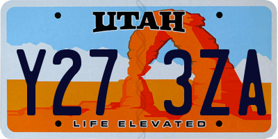 UT license plate Y273ZA