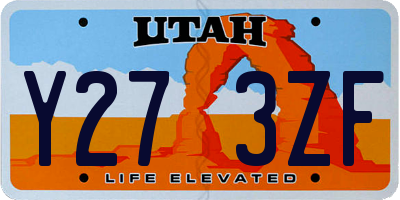 UT license plate Y273ZF