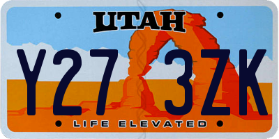 UT license plate Y273ZK