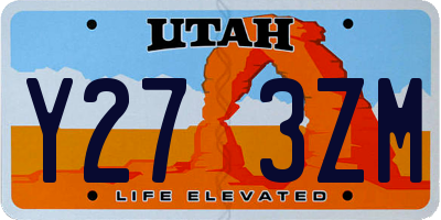 UT license plate Y273ZM