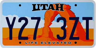 UT license plate Y273ZT