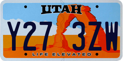 UT license plate Y273ZW