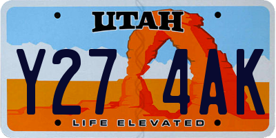UT license plate Y274AK