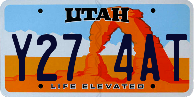 UT license plate Y274AT